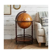 HomeRoots 22" Solid Wood Round Rolling Bar Cart