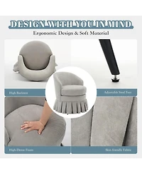 homfan Set of 2 Upholstered Vanity Chairs with Side Pockets and Wood Legs, Mid-Century Tall Back Accent Seat
