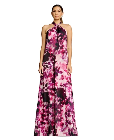 Dress the Population Women's Gathered Halter Neck Maxi