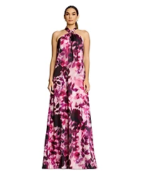Dress the Population Women's Gathered Halter Neck Maxi