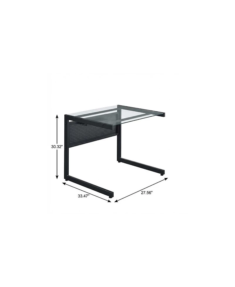 HomeRoots 33" Clear Glass and Stainless Steel Writing Desk