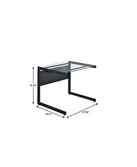 HomeRoots 33" Clear Glass and Stainless Steel Writing Desk