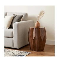 HomeRoots 23" Solid Wood Drum End Table