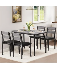 homfan Dining Table Set of 5, Wooden Kitchen Table with Metal Frame and Upholstered Chairs for Small Space Apartment