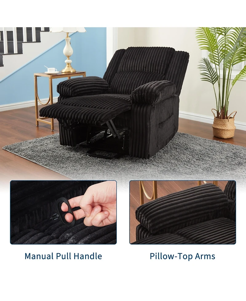 homfan Manual Recliner Chair with Pillow Top Arms, Side Pocket, 330 lb Capacity