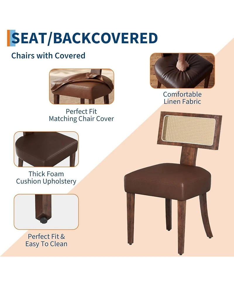 homfan Dining Chairs Set of 4, Mid Century Upholstered Chairs with Faux Leather