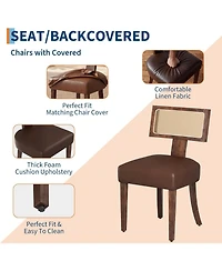 homfan Dining Chairs Set of 4, Mid Century Upholstered Chairs with Faux Leather