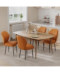 homfan Pu Leather Dining Chairs Set of 4, Modern Fabric Upholstered Kitchen Side Chairs with Metal Pegs, For Living Room, Kitchen, Dining Room