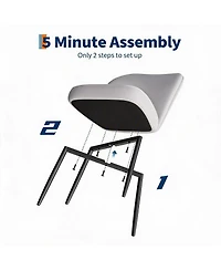 homfan Linen Dining Chairs Set of 4, Modern Fabric Upholstered Kitchen Side Chairs with Metal Pegs, For Living Room, Kitchen, Dining Room