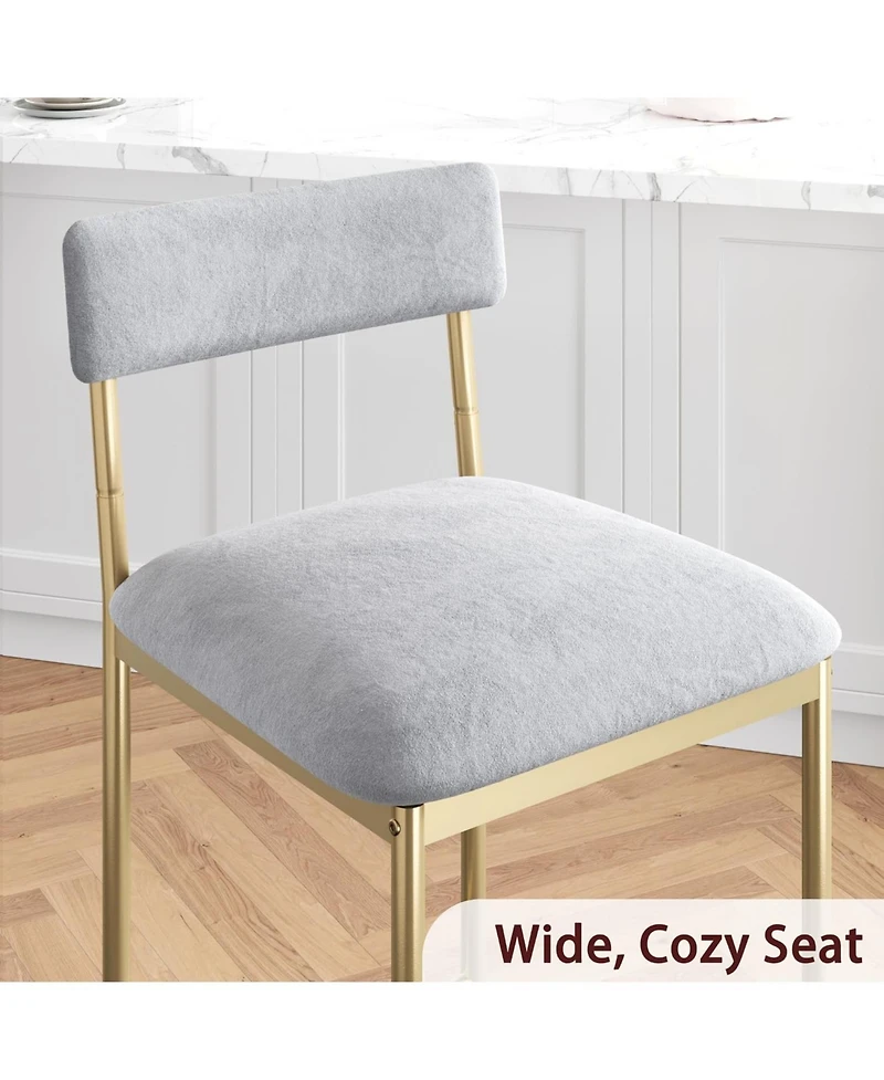 homfan Set of 2 Velvet Counter Height Bar Stools with Backrest and Footrest