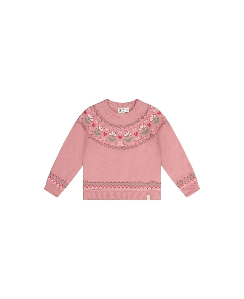 Deux par Deux Little Girls 6-12 Years Sweater with Flower Jacquard