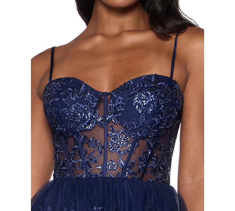 Alex & Sophia Juniors' Embellished Short Fit Flare Dress