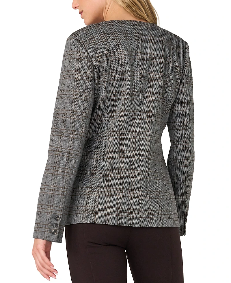 Liverpool Los Angeles Women's Plaid Collarless Field Jacket