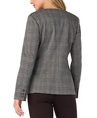 Liverpool Los Angeles Women's Plaid Collarless Field Jacket