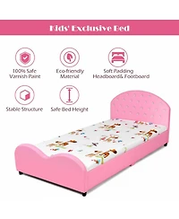 Gouun Twin Upholstered Pu Platform Toddler Bed with Wood Slat Support