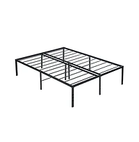 Lucky One Queen Size Heavy Duty Metal Bed Frame, Reinforced Steel Slats, Noise-Free, No Box Spring Needed, Under-Bed Storage