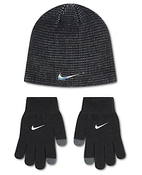 Nike Boys' 8-20 Multi-Stripe Peak Beanie and Gloves, 2-Piece Set
