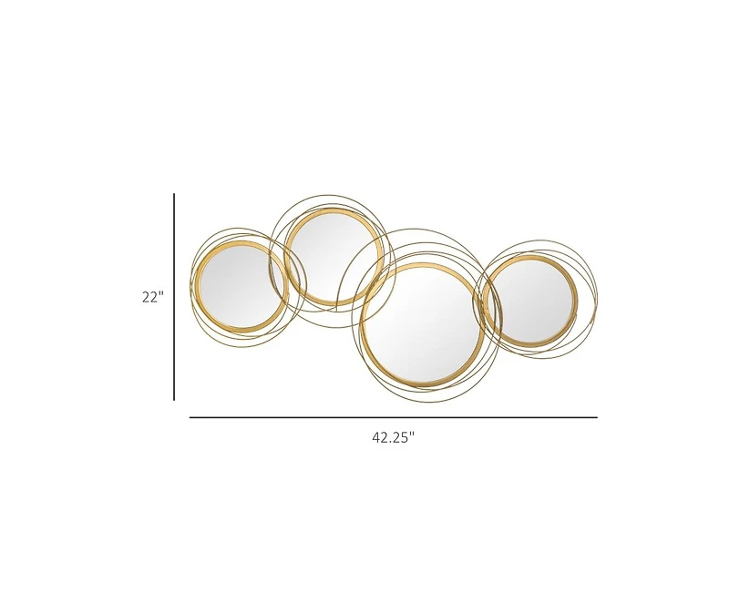 Busdays 42.25 Inch Circle Mirror Modern Metal Wall Art for Living Room Bedroom Dining Room
