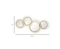 Busdays 42.25 Inch Circle Mirror Modern Metal Wall Art for Living Room Bedroom Dining Room