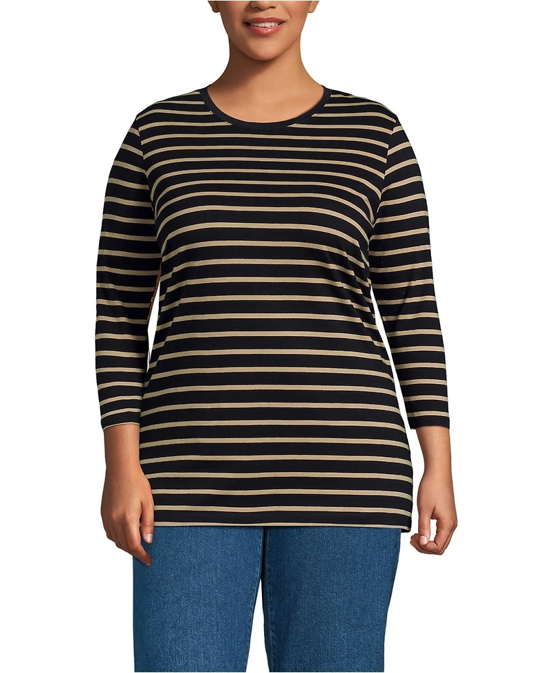 Lands' End Plus 3/4 Sleeve Cotton Supima Tunic