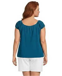 Lands' End Plus Sleeveless Lightweight Jersey Pintuck Button Front Blouse