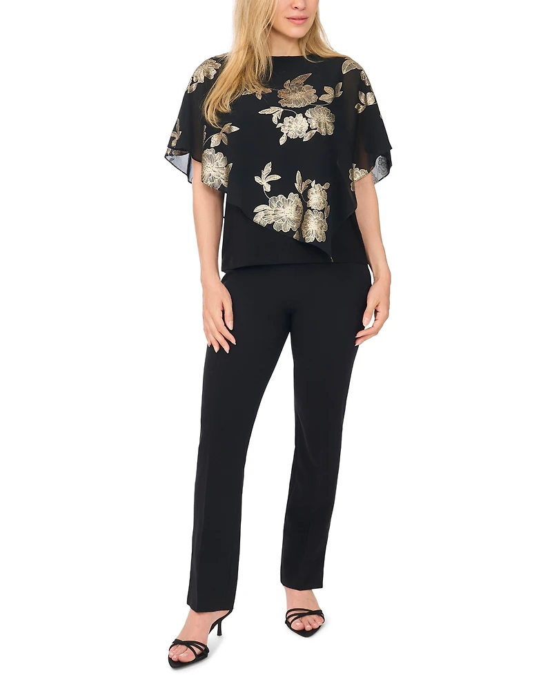 Msk Petite Printed Combo Overlay Top