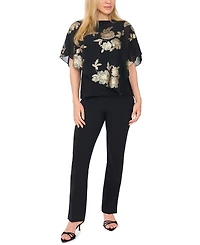 Msk Petite Printed Combo Overlay Top