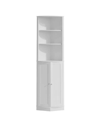 Busdays 67 Inch Tall Corner Cabinet with 2 Doors Adjustable Shelves Freestanding Narrow Storage Organizer for Bathroom