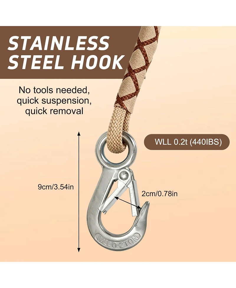 Piscifun Heavy Duty Tree Swing Hammock Hanging Straps With Carabiners 2 Pack
