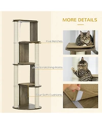 Ruie 65 Inch Corner Cat Tree Tall Multilevel Tower with Sisal Scratching Posts