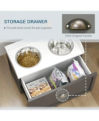 Ruie Elevated Dog Feeding Station with Storage Drawer and Two Raised Bowls for Large Dogs