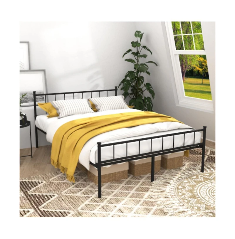 Lucky One Full Size Platform Bed Frame with Headboard and Footboard, Heavy Duty Metal, Under-Bed Storage, No Box Spring Needed
