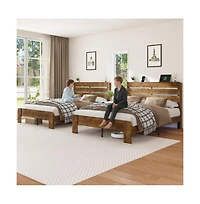 Lucky One King Size Bed Frame with Headboard and Footboard, Led Lights, Usb Charging Station, All-Metal Support