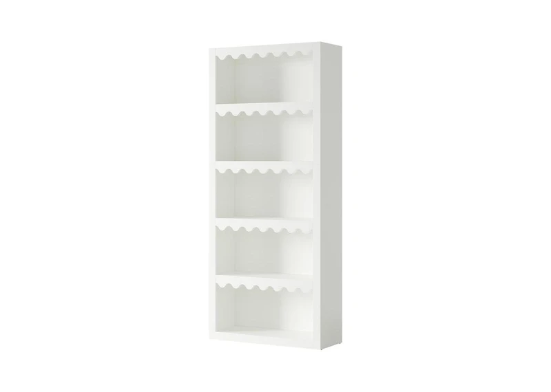 Tribesigns 70" Bookcase, Modern 5-Tier Bookshelf Storage Organizer with Scalloped Edges