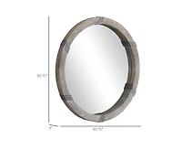 Busdays 30.75 Inch Natural Wood Round Farmhouse Decorative Wall Mirror for Living Room Bedroom Decor