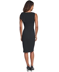 Karl Lagerfeld Paris Women's Scuba Crepe Pearl Trim Crewneck Sheath Dress