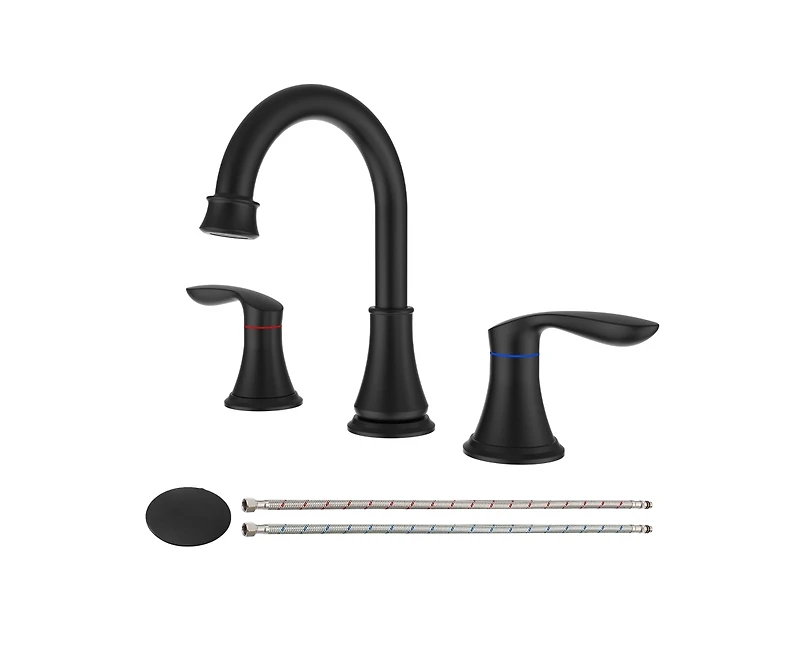 Busdays 8 Inch Widespread Bathroom Faucet 2 Handle 3 Hole 360 Swivel Spout Vanity Sink Basin Faucet