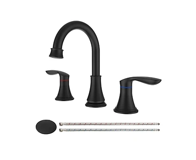 Busdays 8 Inch Widespread Bathroom Faucet 2 Handle 3 Hole 360 Swivel Spout Vanity Sink Basin Faucet