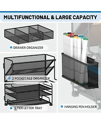 Danrong 5 Tier Desk Organizer with Removable Pen Holders Mobile File Tray
