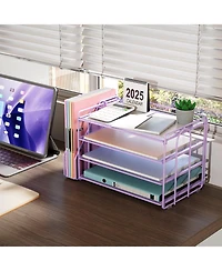 Danrong 4 Tier Paper Desk Organizer with Magazine Holder Office Storage