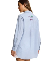Tommy Bahama Women's Collared Neck Swim Cover-Up Shirt