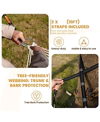 Piscifun 10.5feet 2 Person Quilted Double Hammock With Spreader Bar Side Pocket Carabiners Tree Straps 450lbs Capacity