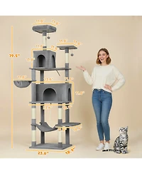 Ruie 80 Inch Multi Level Cat Tower with 2 Condos 2 Hammocks and 6 Sisal Scratching Posts