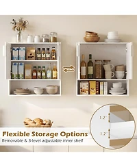 Gymax Bathroom Wall Cabinet Over-the-Toilet Medicine Cabinet with 2 Fluted Doors