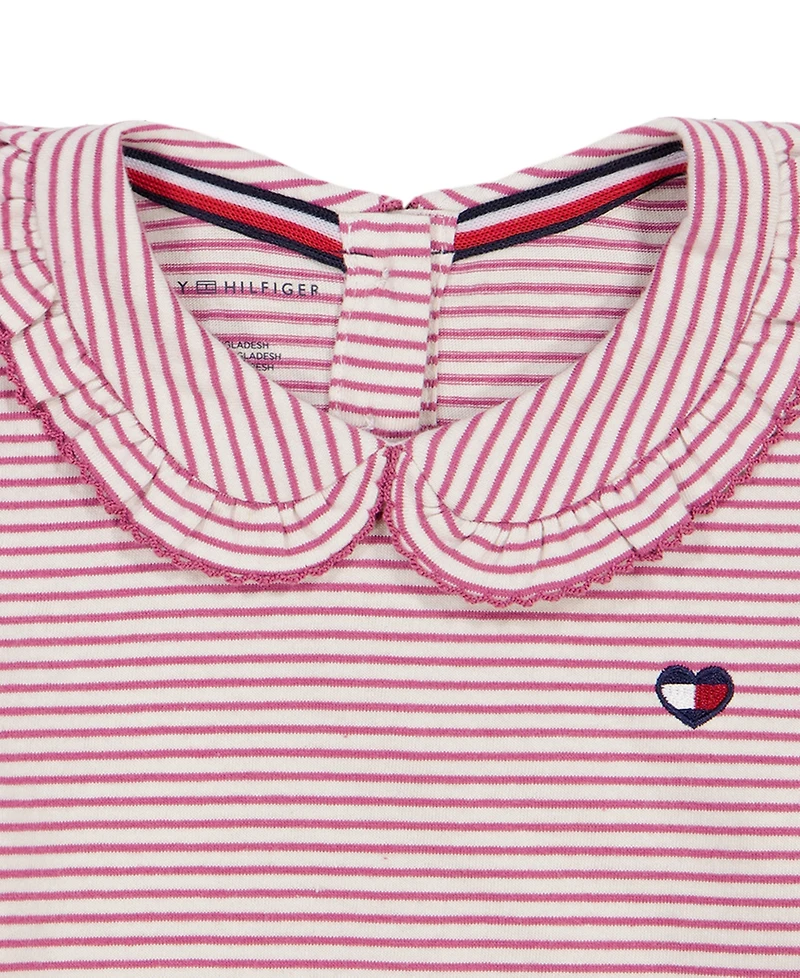Tommy Hilfiger Girls' 2T-6X Striped Top and Jumper, 2-Piece Set