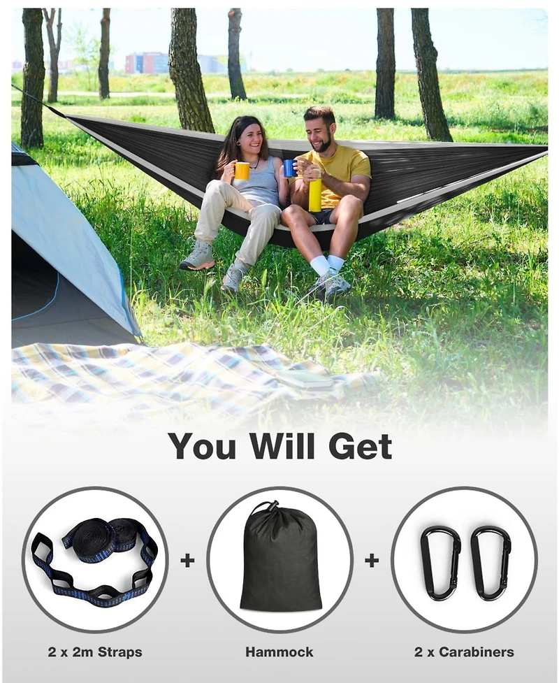 Piscifun Heavy Duty Camping Hammock 700lbs Capacity With Tree Straps Carry Bag Portable Outdoor