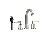 Busdays 2 Handle Brushed Nickel Bathroom Faucet Widespread 8 Inch 3 Hole 360 Degree Swivel Spout for Sink Basin