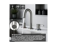 Busdays 8 Inch Widespread Lavatory Faucet 2 Handle 3 Hole 360 Spout Vanity with Pop Up Drain Brushed Nickel