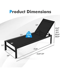 Gymax 2 Piece Patio Chaise Lounge Adjustable Lounge Chair with 6-Position Backrest