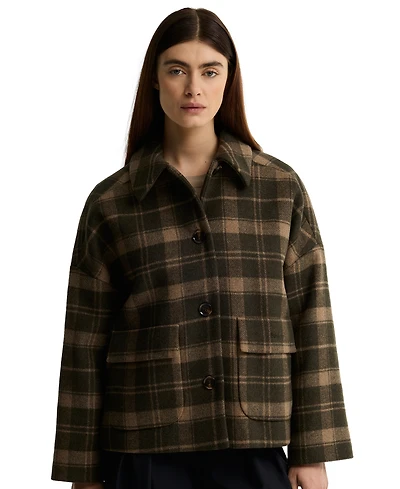 Barbour Women's Myla Check Wool-Blend Lined Coat